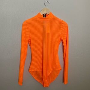 Neon Orange long sleeve bodysuit